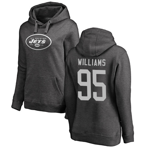 New York Jets Ash Women Quinnen Williams One Color NFL Football 95 Pullover Hoodie Sweatshirts